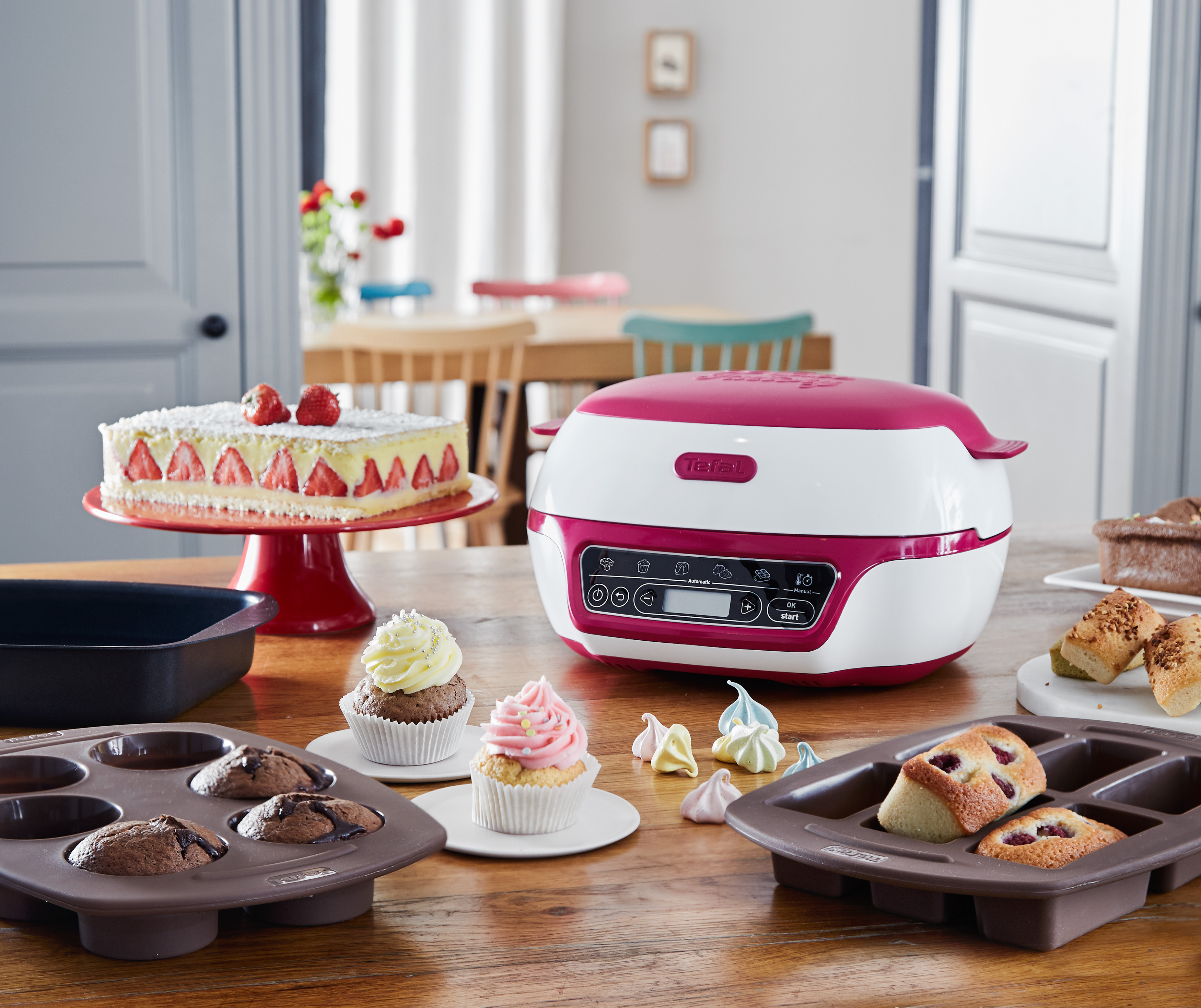 TEFAL KD8018 Cake Factory Kuchenbackautomat Weiß/Pink