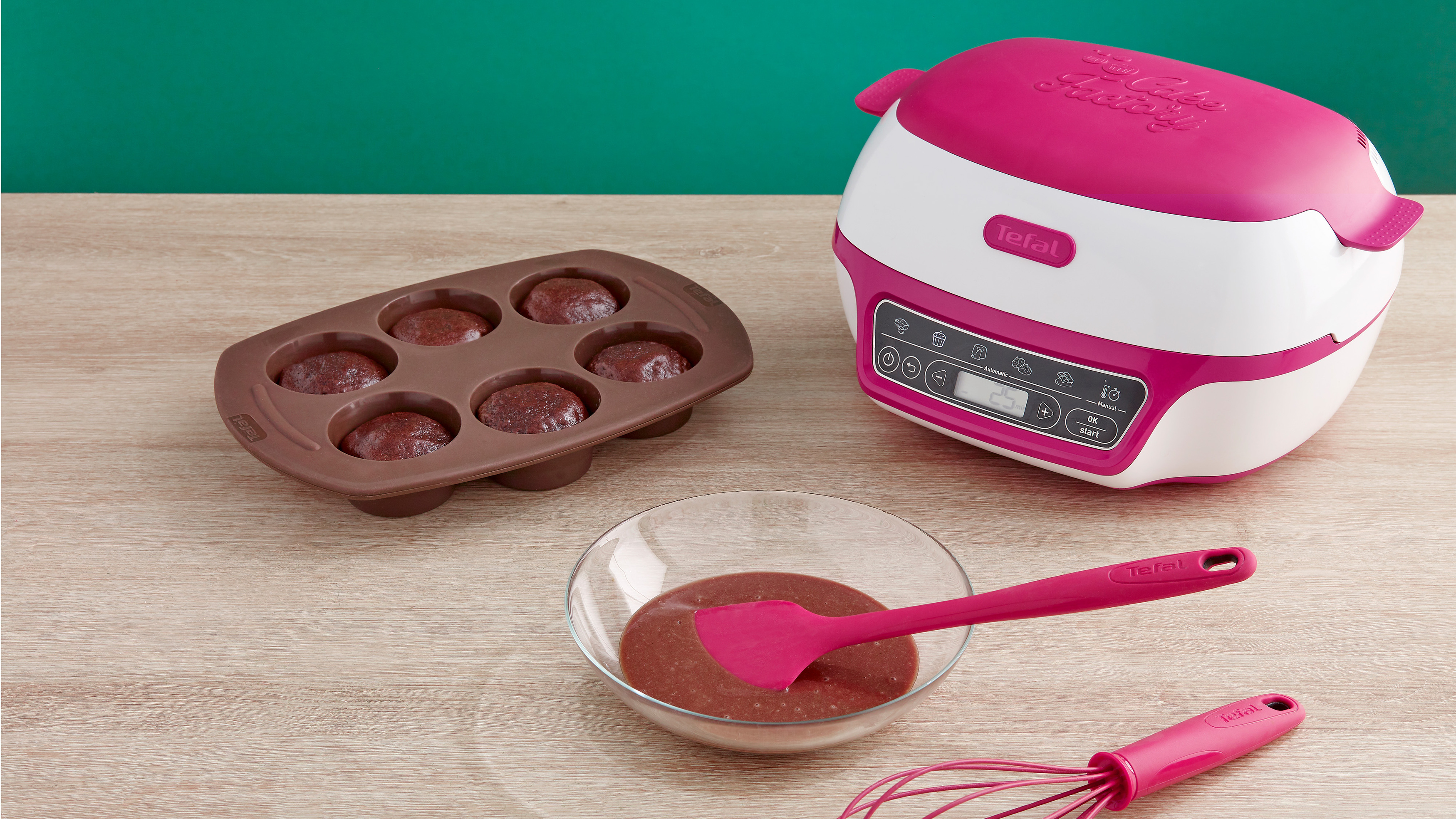TEFAL KD8018 Cake Factory Kuchenbackautomat Weiß/Pink