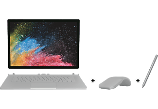 MICROSOFT Surface Book 2 Convertible + Surface Arc Touch Mouse + Surface Pen - Set (13.5 ", 256 GB SSD, Silber)