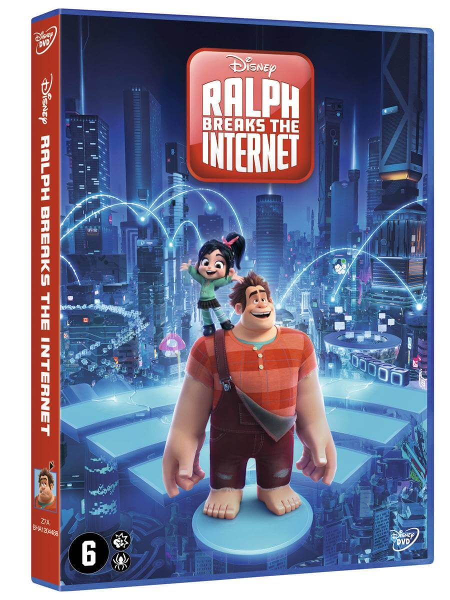 DVD-hoes van 'Ralph Breaks the Internet' met Ralph en Vanellope op de voorkant.