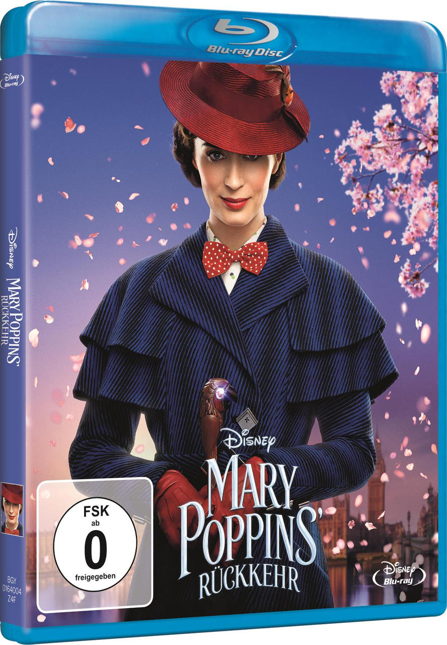 Mary Poppins Blu-ray-Cover. Blauer Hintergrund.