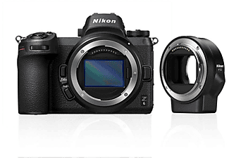 Cámara EVIL - Nikon Z6, 24.5 MP, ISO 100 - 51200, 12 fps, 4K, Wi-Fi 5 GHz + Adaptador montura FTZ