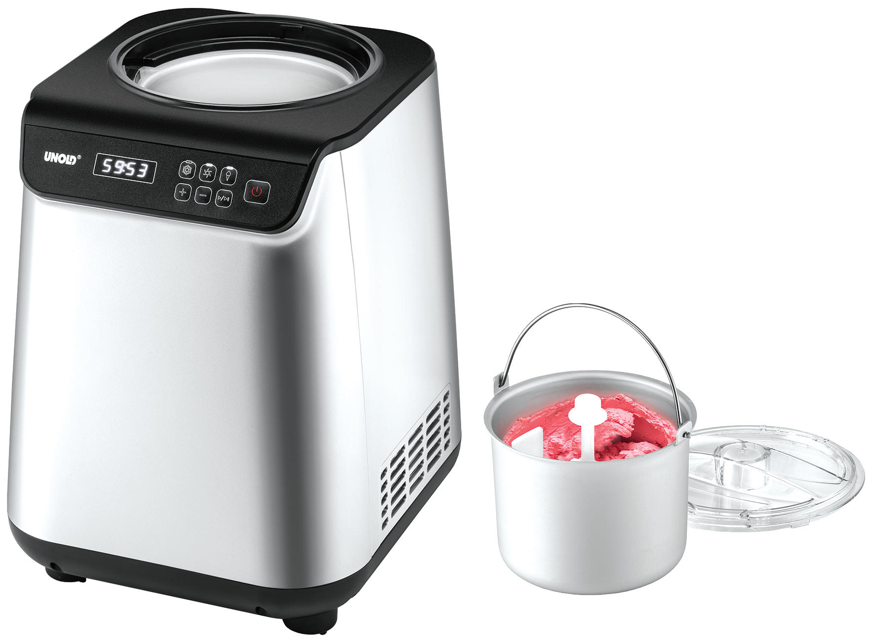 UNOLD Uno 48825 Eismaschine (135 Watt, Silber/Schwarz)