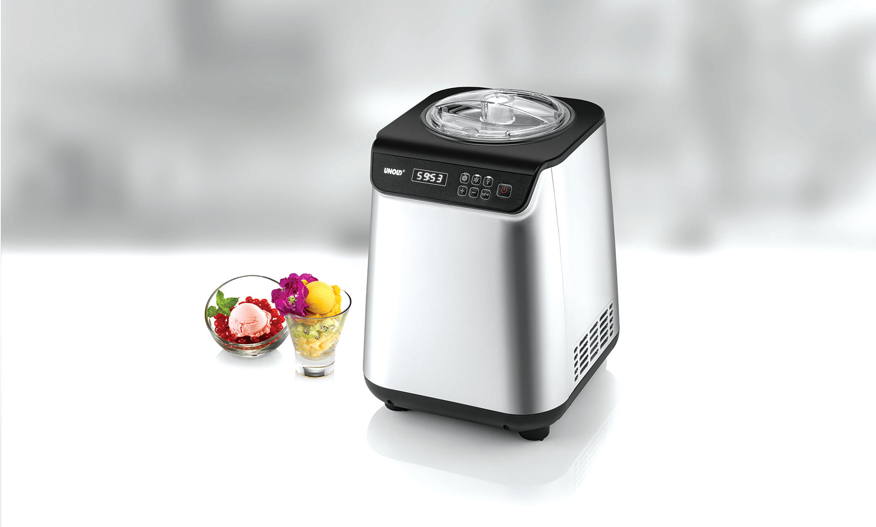UNOLD Uno 48825 Eismaschine (135 Watt, Silber/Schwarz)