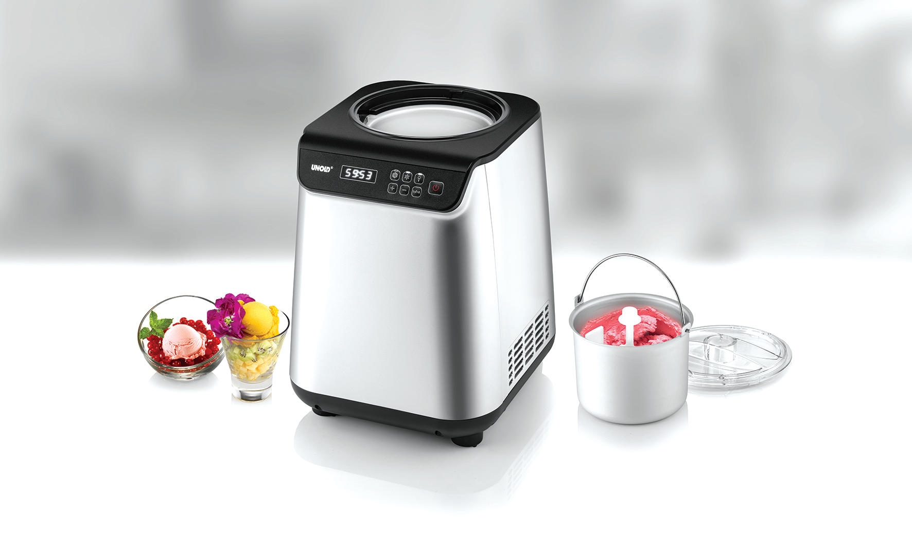 UNOLD Uno 48825 Eismaschine (135 Watt, Silber/Schwarz)
