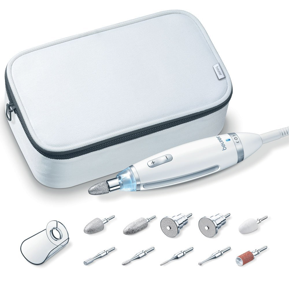Set de manicura y pedicura - Beurer MP 62, Incluye 10 accesorios, Luz LED