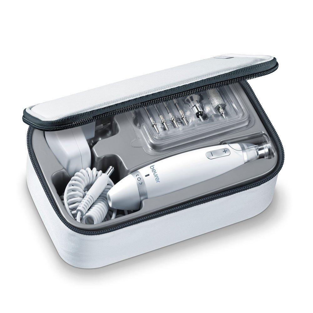 Set de manicura y pedicura - Beurer MP 62, Incluye 10 accesorios, Luz LED