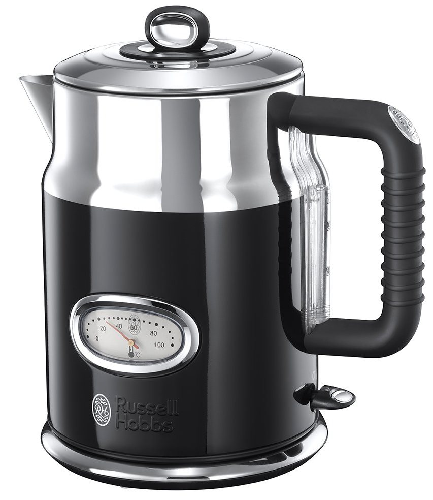 Hervidor de agua - Russell Hobbs 21671-70 Retro Classic Noir, 1.7 L, Indicador temperatura, Negro