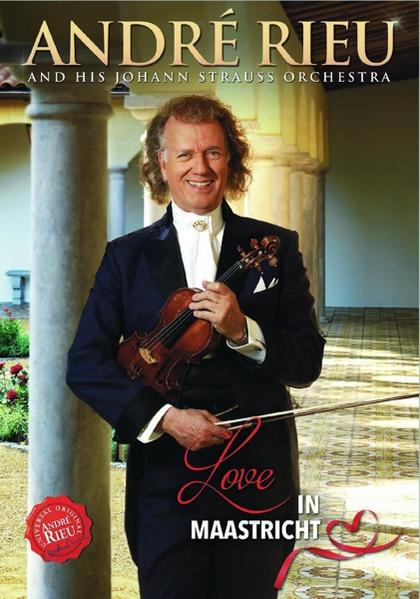 DVD-hoes van André Rieu met viool, glimlachend. Tekst: André Rieu en His Johann Strauss Orchestra.