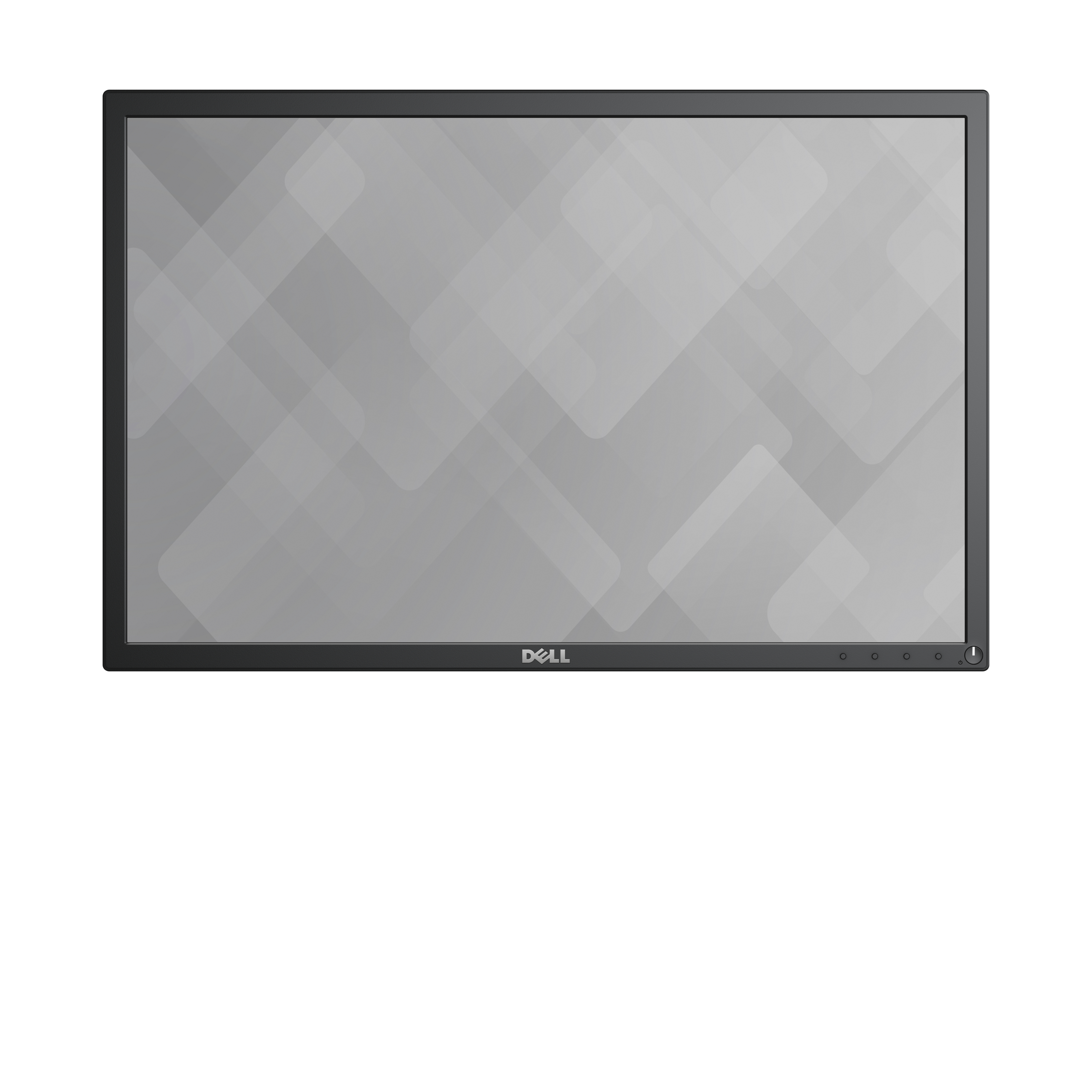 Ekranında gri ve beyaz geometrik bir desen bulunan siyah bir bilgisayar monitörü.