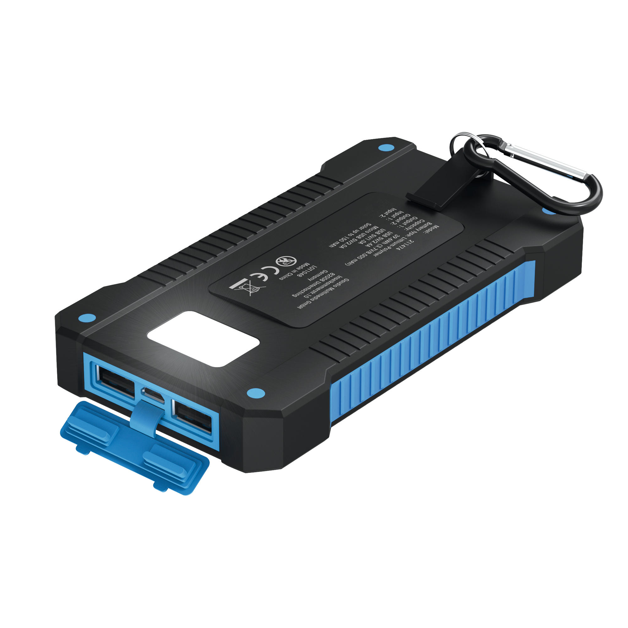 XLAYER Plus Solar Powerbank 8000 mAh Schwarz, Blau
