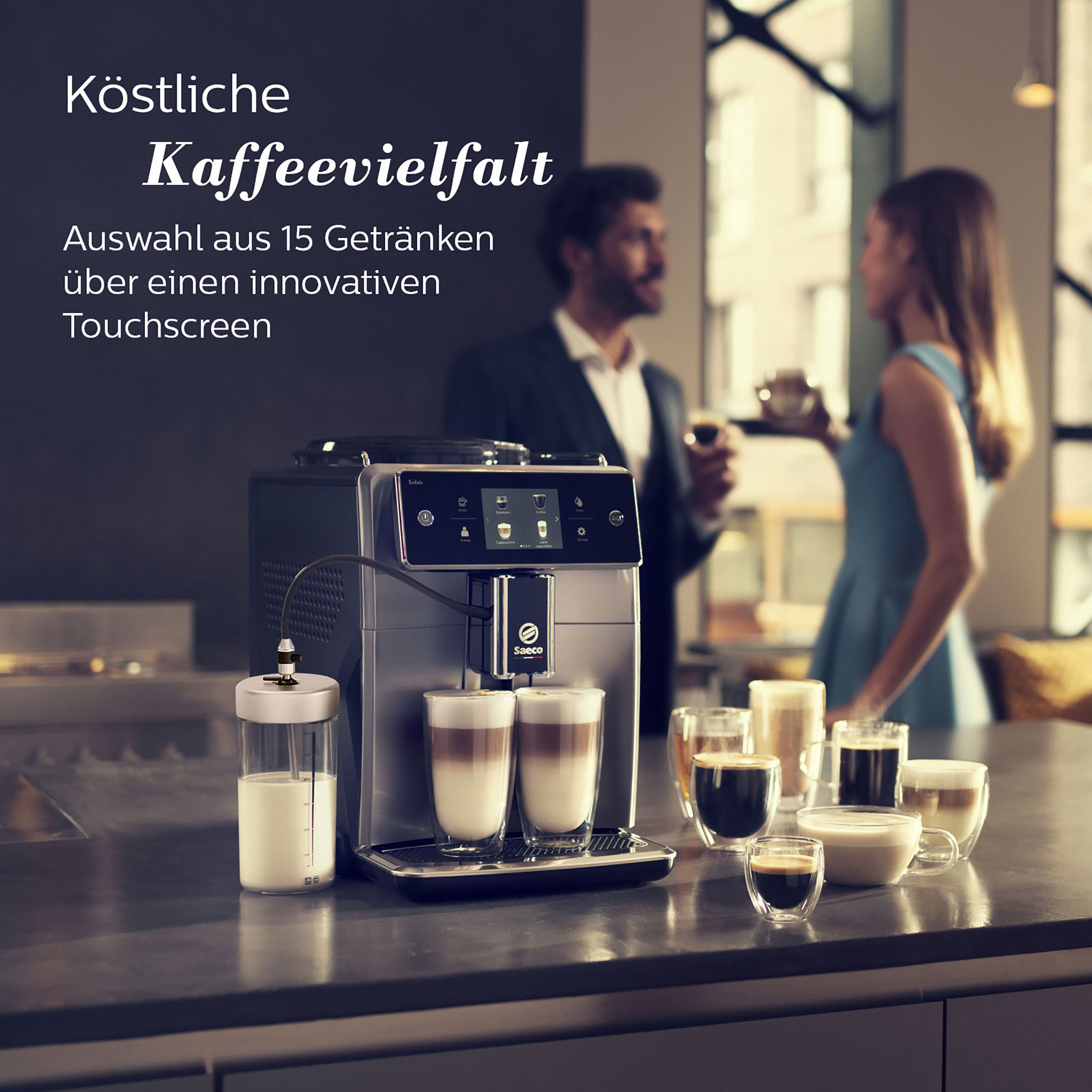 Schwarz/Edelstahl SM7683/10 Kaffeevollautomat SAECO