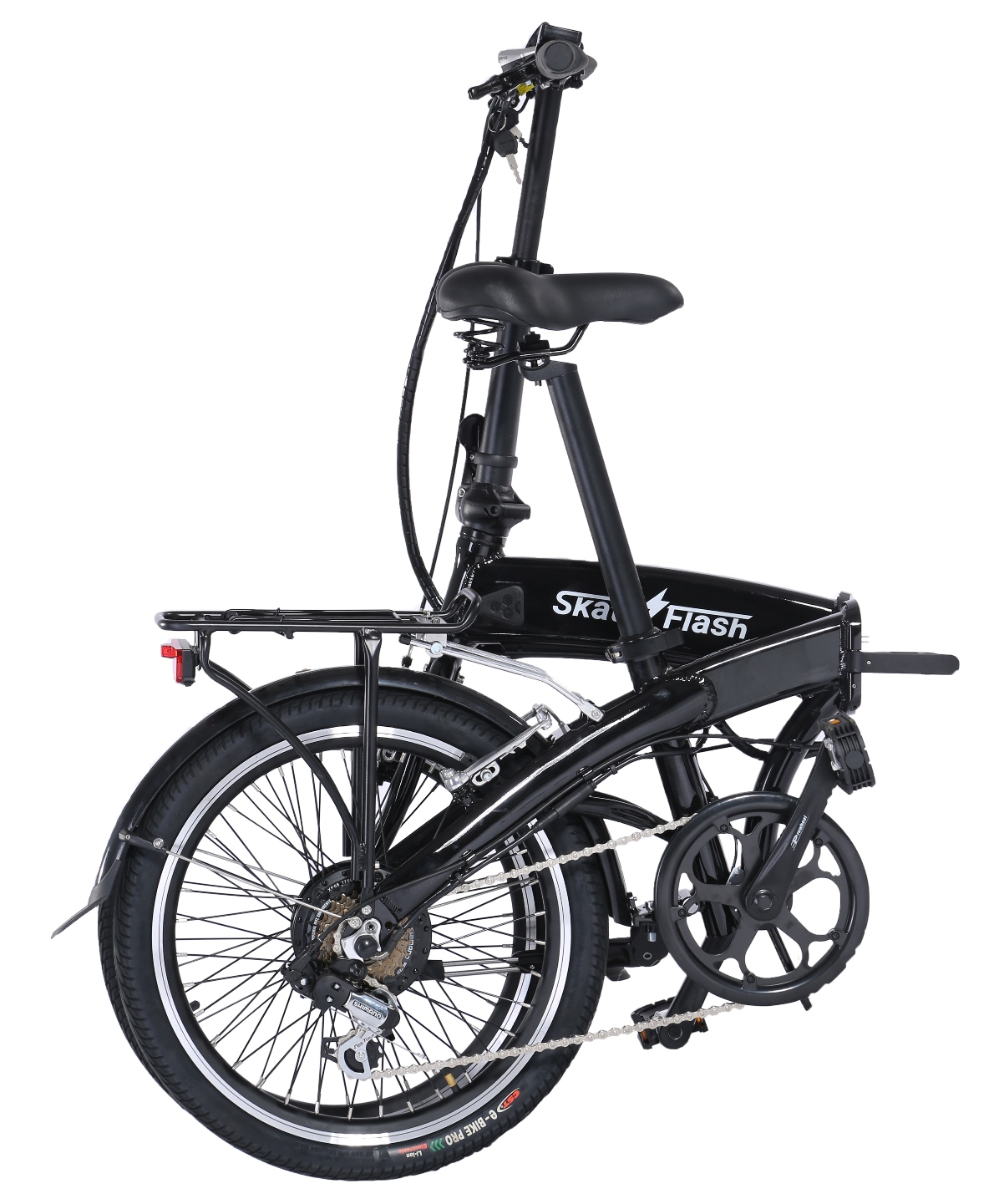Bicicleta eléctrica - Skate Flash SK Pro E-Bike, 250W, Hasta 35Km/h, Autonomía 35Km, Plegable, Negro