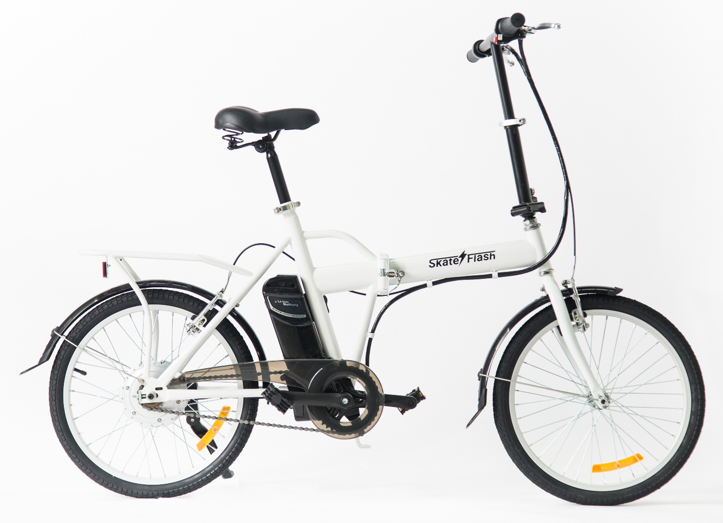 Bicicleta eléctrica - Skate Flash SK E-Bike, 250W, Hasta 30 Km/h, Autonomía 30 Km, Plegable, Blanco