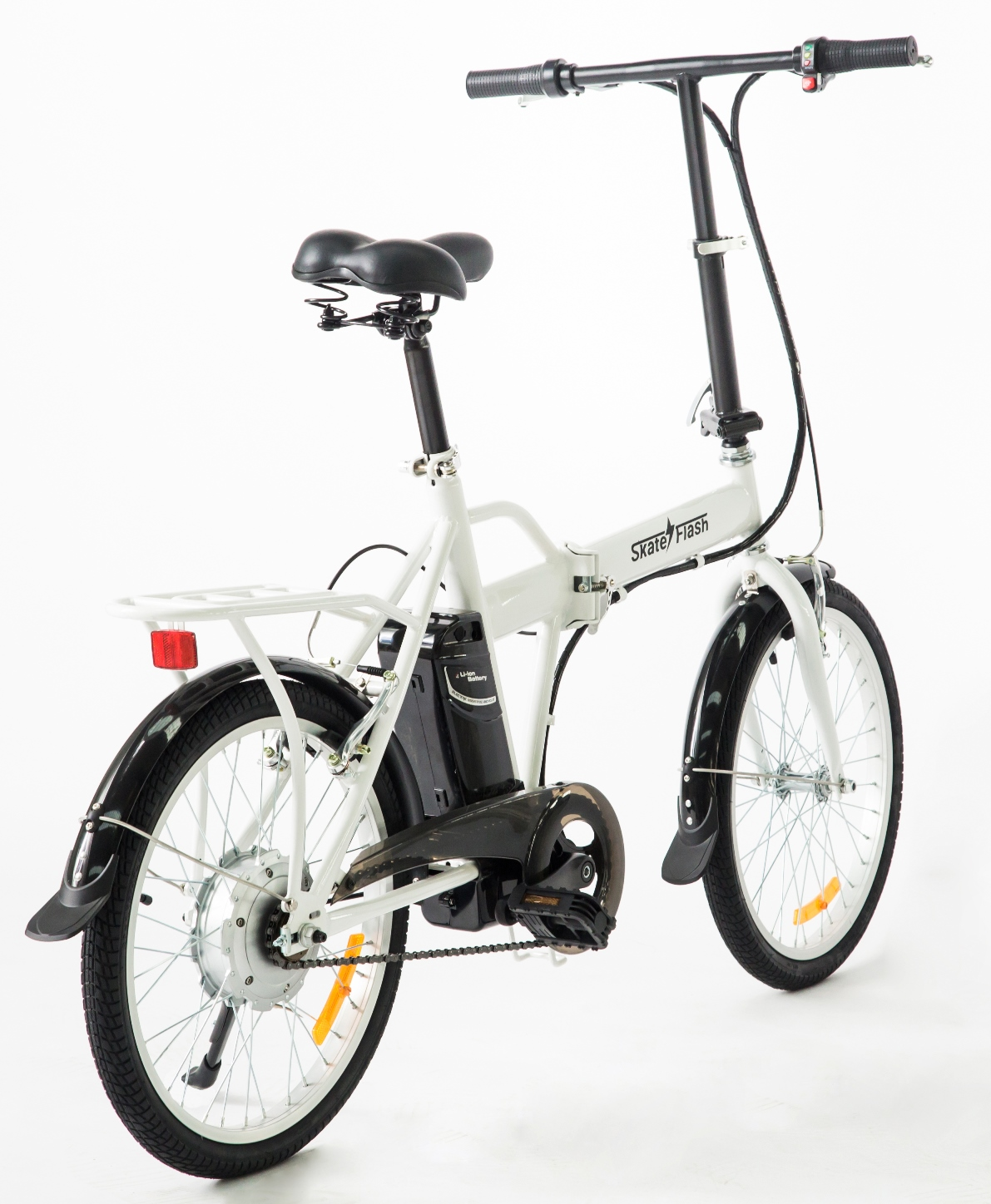 Bicicleta eléctrica - Skate Flash SK E-Bike, 250W, Hasta 30 Km/h, Autonomía 30 Km, Plegable, Blanco
