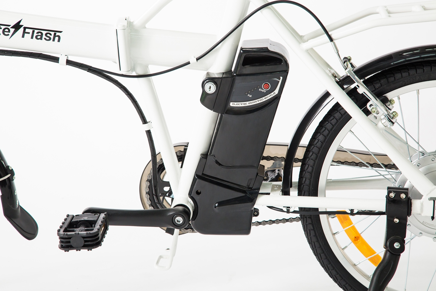 Bicicleta eléctrica - Skate Flash SK E-Bike, 250W, Hasta 30 Km/h, Autonomía 30 Km, Plegable, Blanco