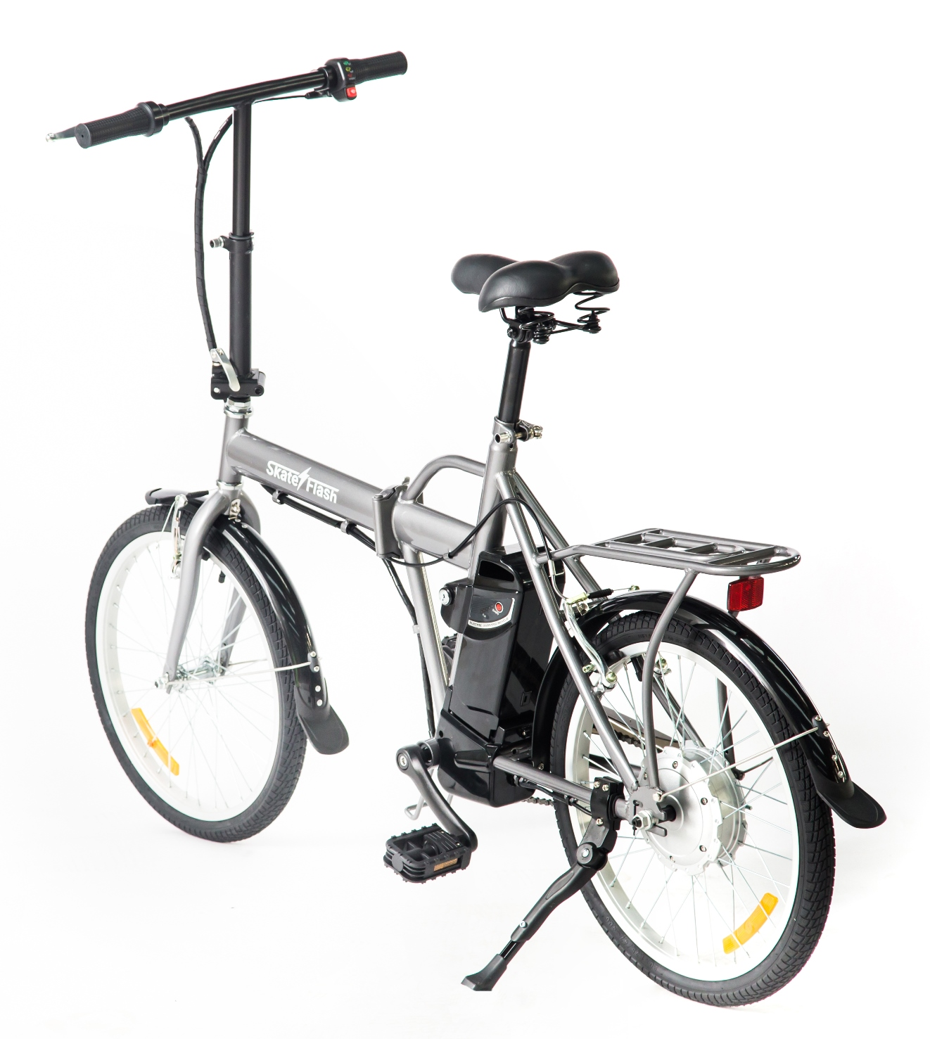 Bicicleta eléctrica - Skate Flash SK E-Bike, 250W, Hasta 30 Km/h, Autonomía 30 Km, Plegable, Gris