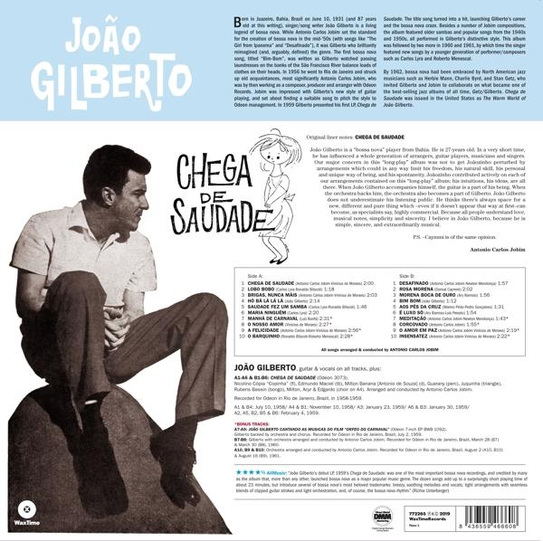 (Vinyl) (+8 DE BONUS SAUDADE - João TRACKS) - CHEGA Gilberto