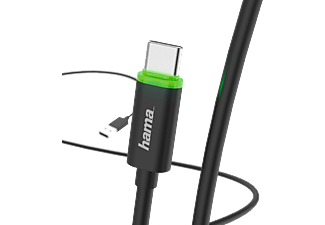 HAMA 178335 Adatkábel USB Type-C, 1M, Fekete, Töltés Jelző LED-del