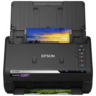 Escáner - Epson FastFoto FF-680W, 600 x 600 ppp, 45 ppm, WiFi, Doble cara, Alimentador automático, Negro