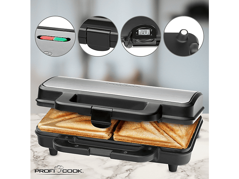 PROFICOOK ST 1092 Sandwichmaker Schwarz/Edelstahl