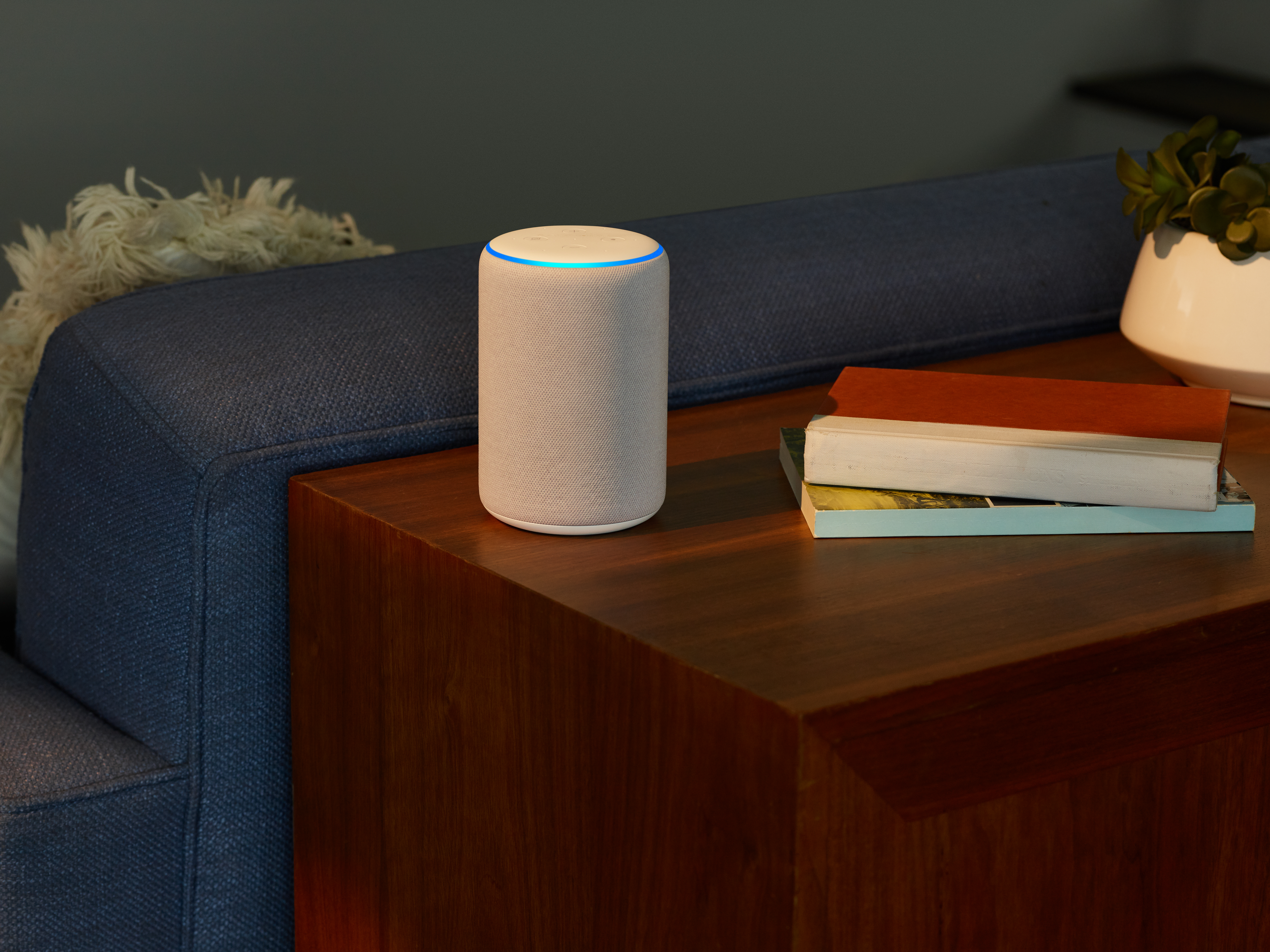 AMAZON Echo Plus (2. Gen.) Smart Speaker, Weiß/Sandstein