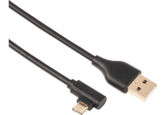 HAMA 135738 Adatkábel USB 2.0,  Type-C/USB A, 1M, Derékszögű Fekete