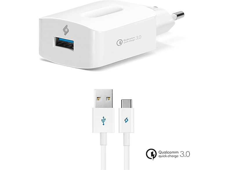 TTEC 2SCQC01C SpeedCharger QC 3.0 Seyahat Şarj Cihazı+ USB-C Kablo Beyaz