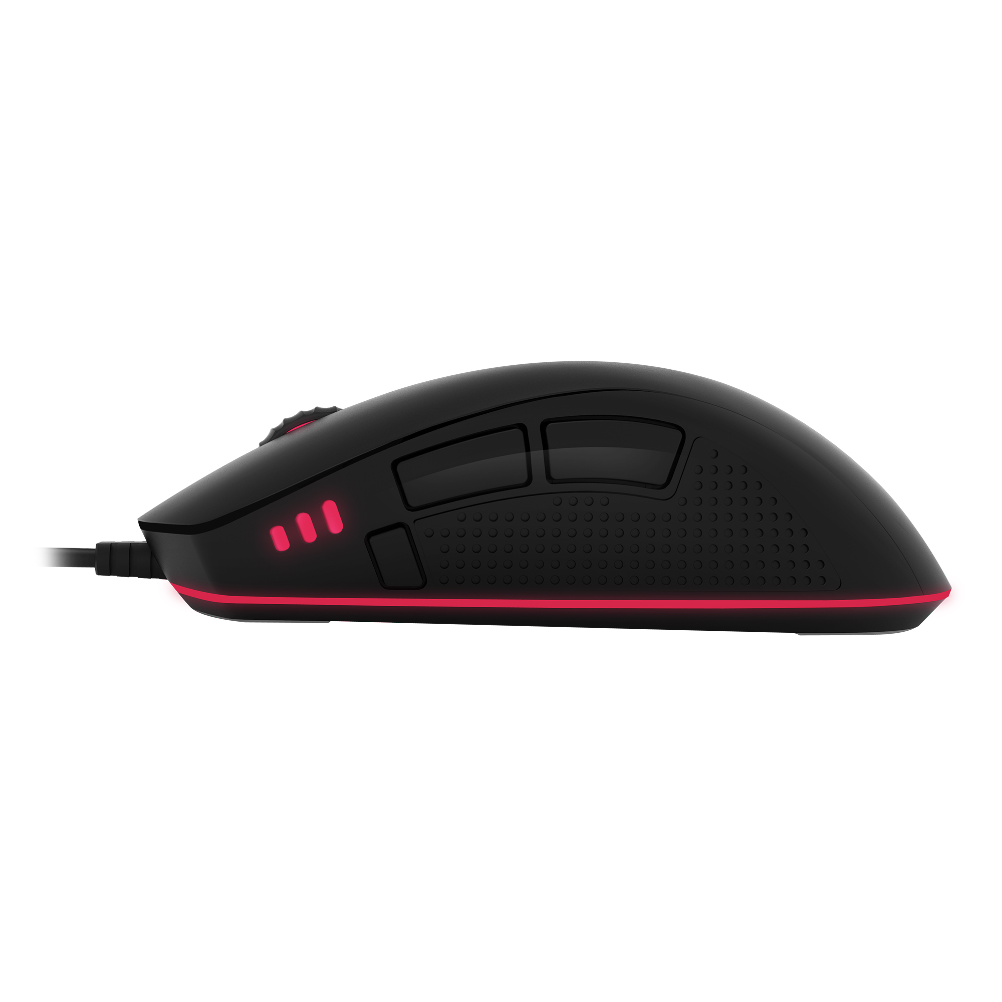 LIONCAST LM60 Gaming Maus, Schwarz/Rot