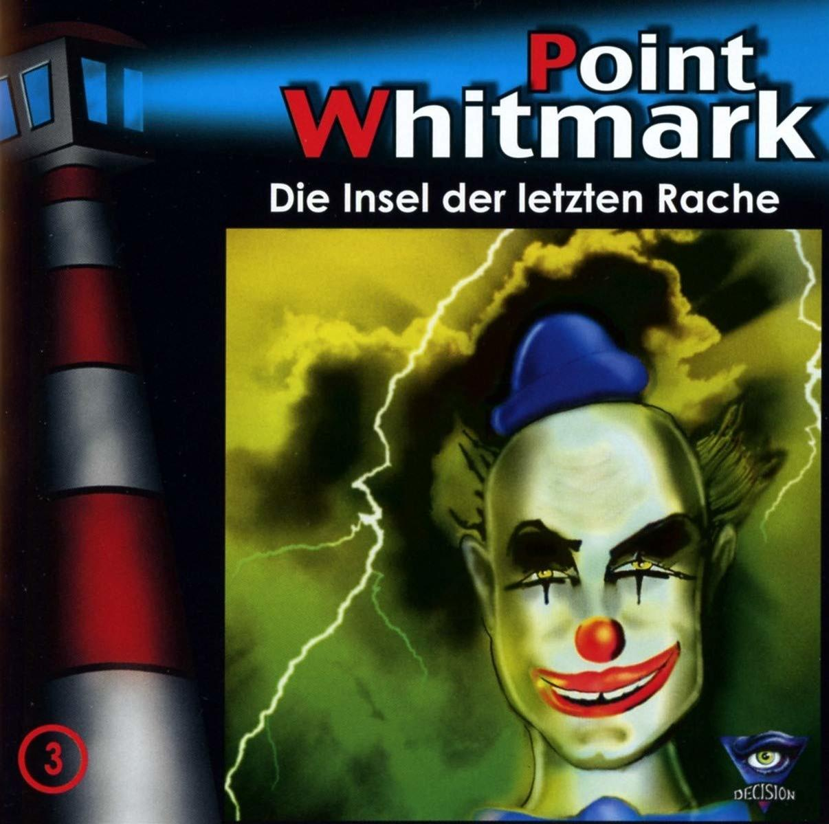 CD-Cover für „Point Whitmark: Die Insel der letzten Rache“ mit Clown und Blitz.