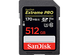 SANDISK Extreme PRO® 170MB/S CL10 - Micro-SDXC-Cartes mémoire  (512 GB, 170 MB/s, Noir)