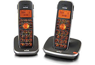 SWITEL D102 - Telefono cordless con stazione base (Nero)