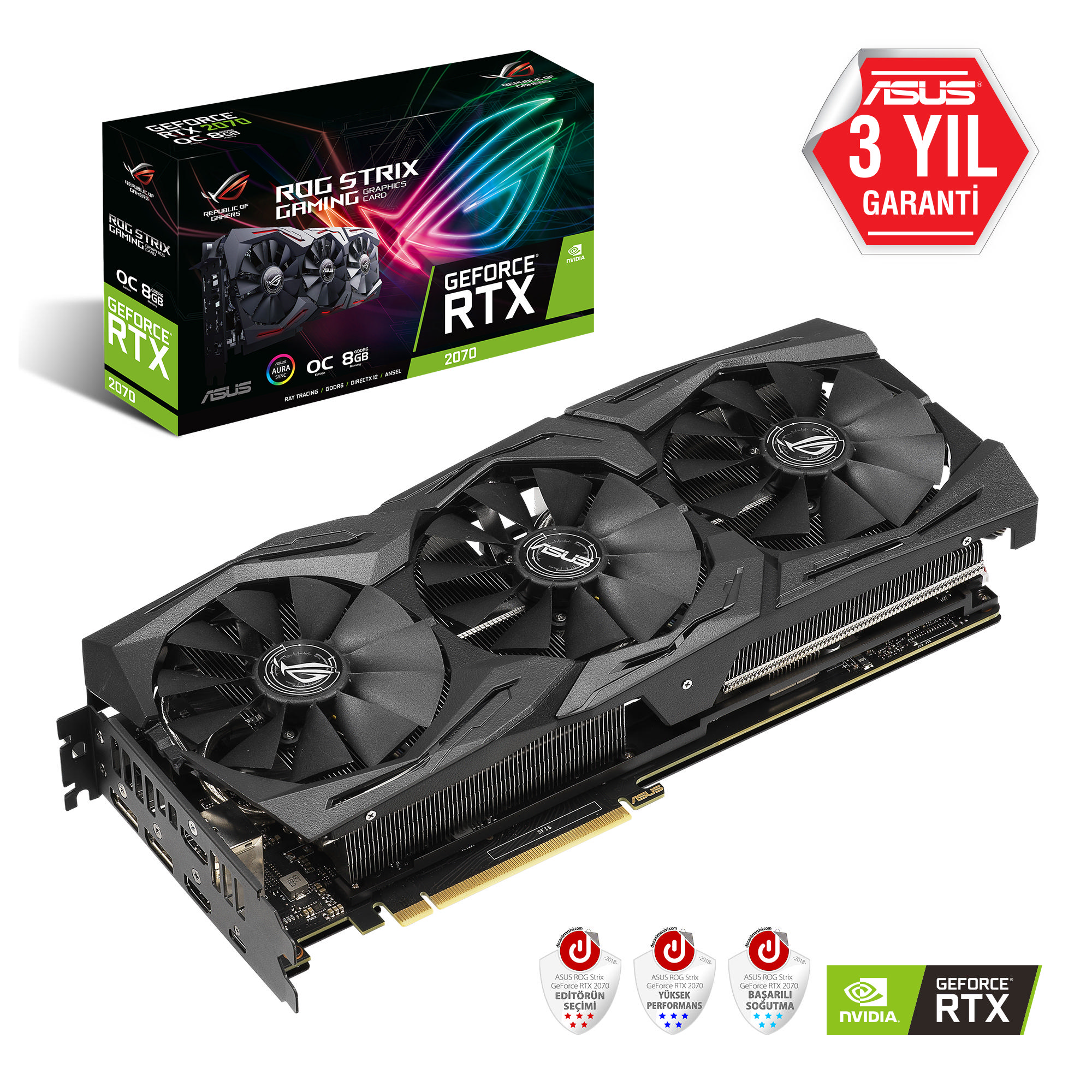 ASUS Rog Strix RTX2070 O8G GDDR6 256BIT Gaming Ekran Kartı