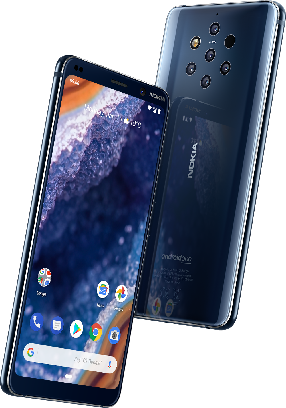 NOKIA 9 PureView 128GB mit fünf 12 MP Kameras, blau