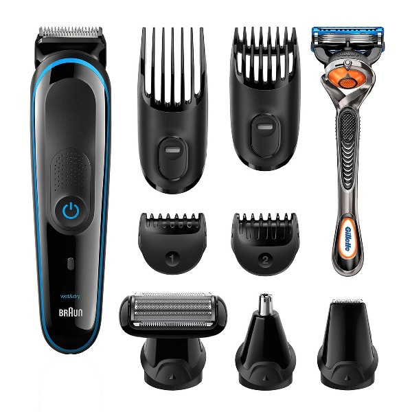 Braun 9 En 1 recortadora todo uno mgk5080 barba cortapelos vello nariz y orejas para detalles afeitadora corporal kit impermeable 60 minutos negro 5080