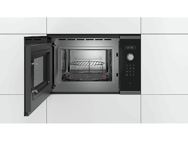 Microondas integrable Bosch BEL554MS0, 25 litros, 900W, Grill 1200W, 5 niveles, display LED, 59 x 38 cm, negro e inox – imagen 3