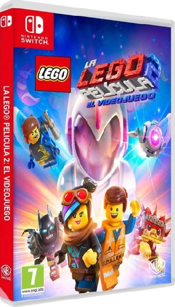 Arte de la caja del juego de LEGO The LEGO Movie 2. Presenta varios personajes de Lego con un fondo colorido.