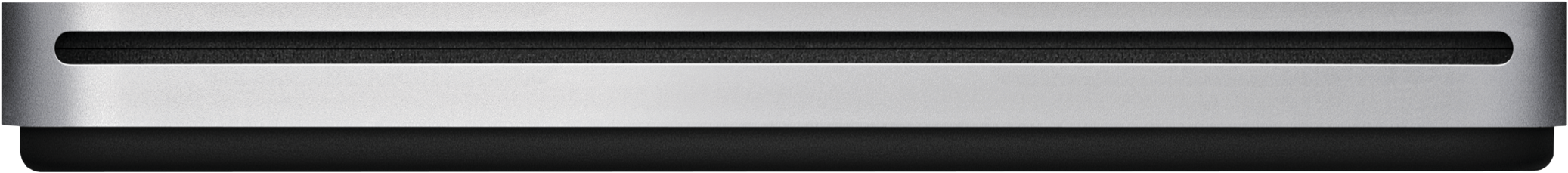 Un évent argenté. Il a un design long et fin avec une section interne noire et une bordure argentée.