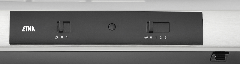 Black control panel with buttons and switches, ETNA logo, on a silver background.