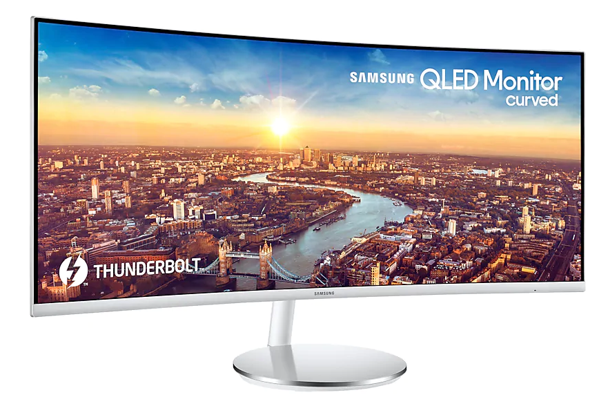 Monitor - Samsung LC34J791WTUXEN, 32", 4K UHD, Curvo, Thunderbolt 3, Aspecto 21:9, Gris