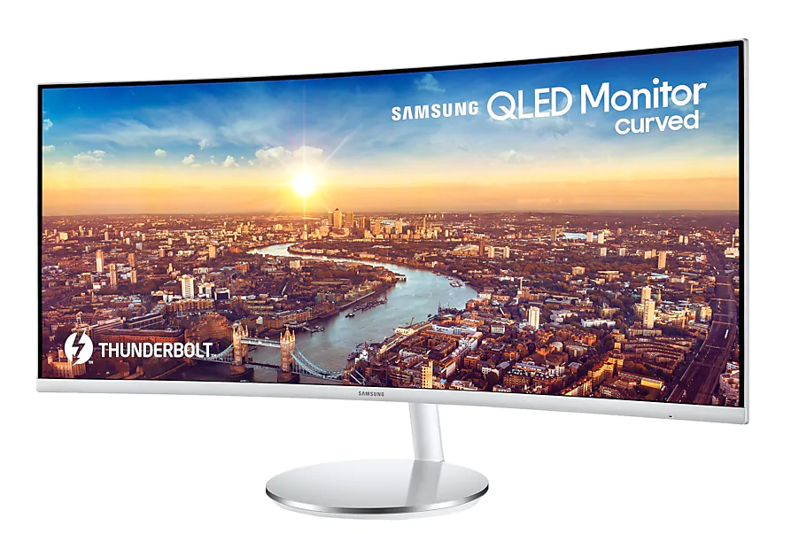 Monitor - Samsung LC34J791WTUXEN, 32", 4K UHD, Curvo, Thunderbolt 3, Aspecto 21:9, Gris