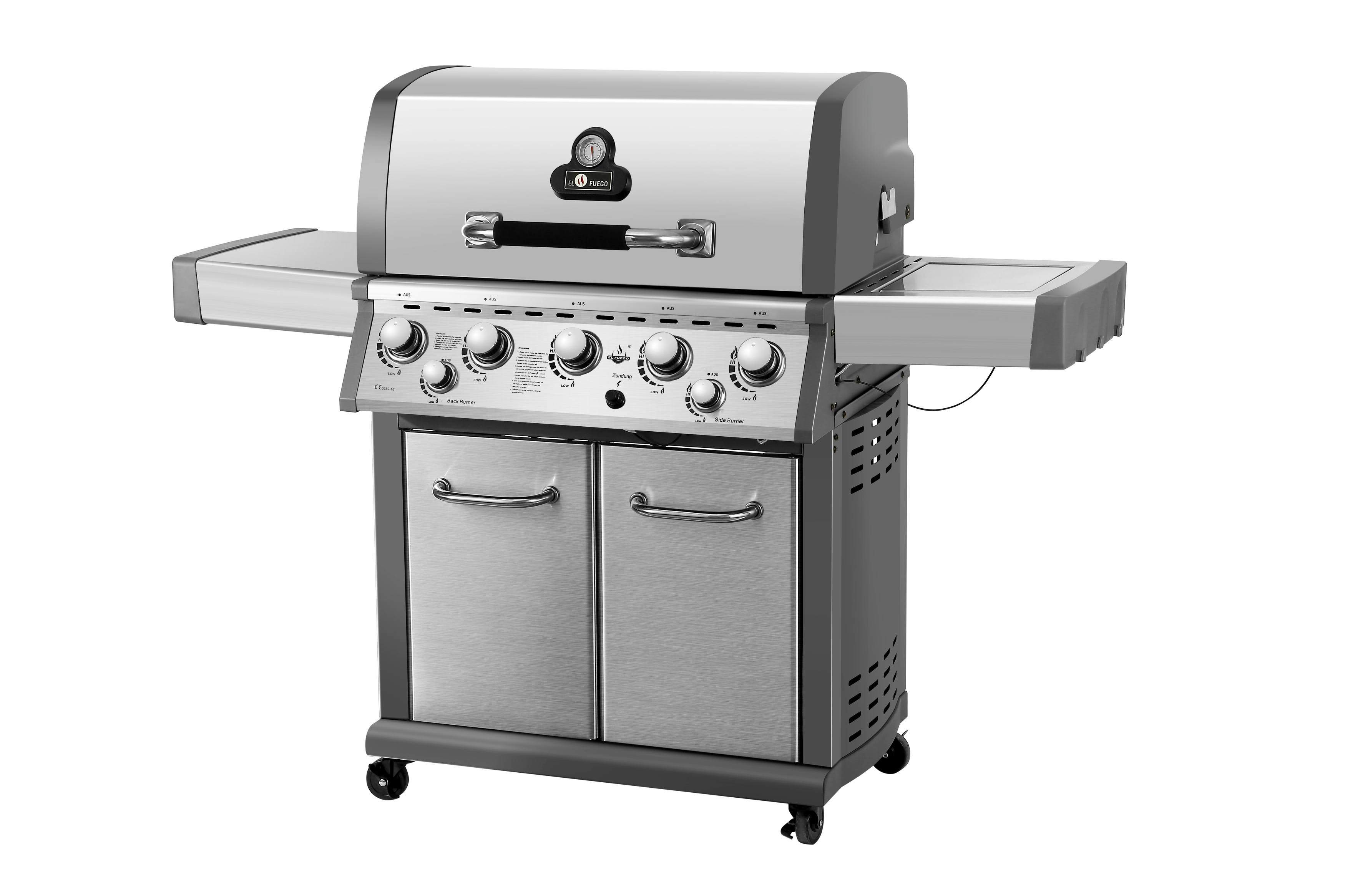 EL FUEGO AY 436 Bellevue Gasgrill, Silber/Grau (24500 Watt)