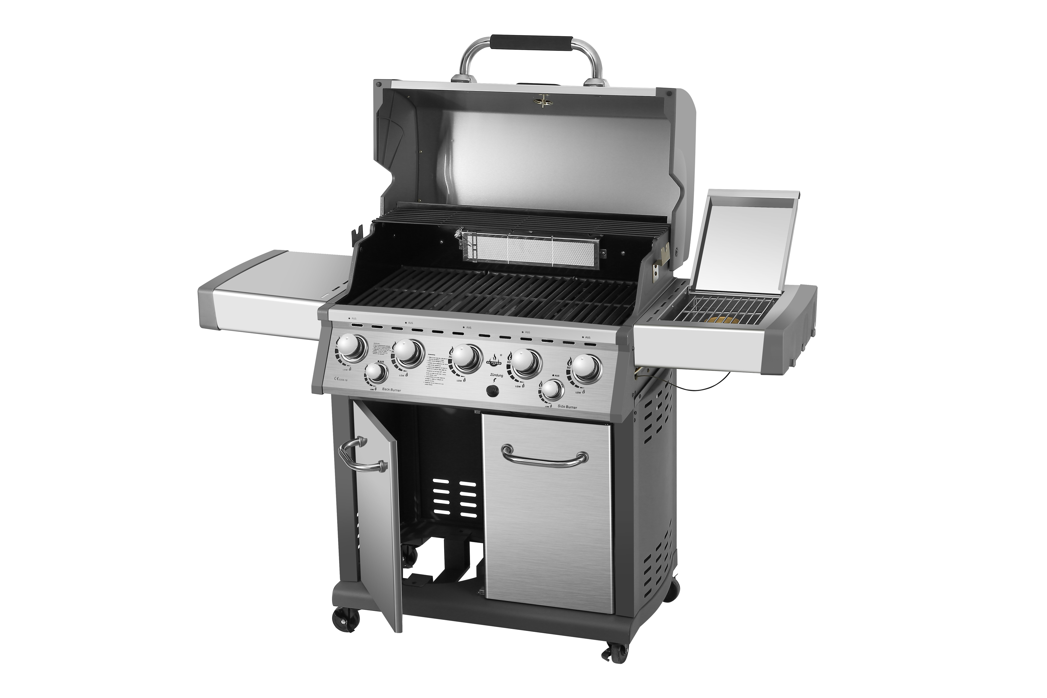 EL FUEGO AY 436 Bellevue Gasgrill, Silber/Grau (24500 Watt)