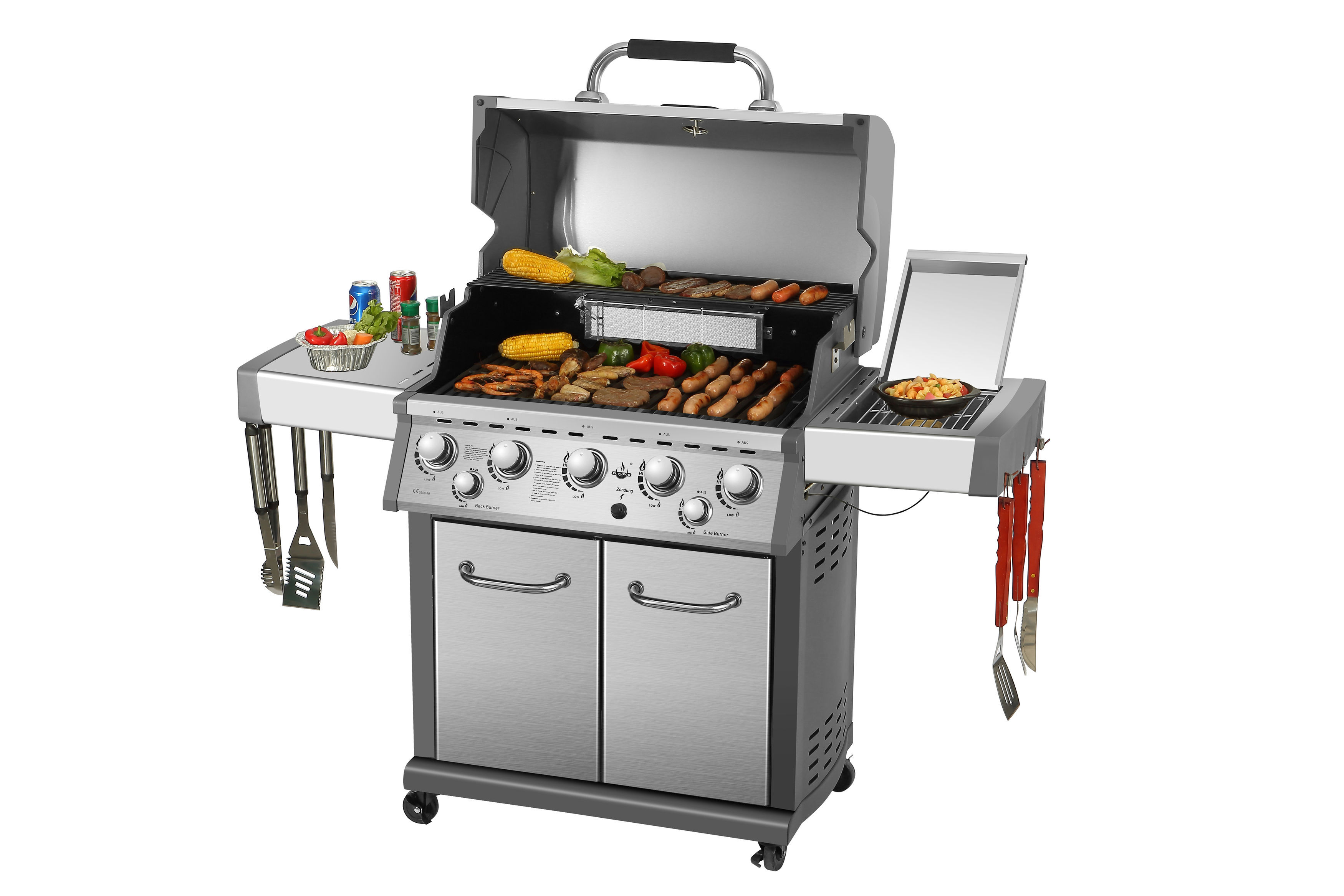 EL FUEGO AY 436 Bellevue Gasgrill, Silber/Grau (24500 Watt)