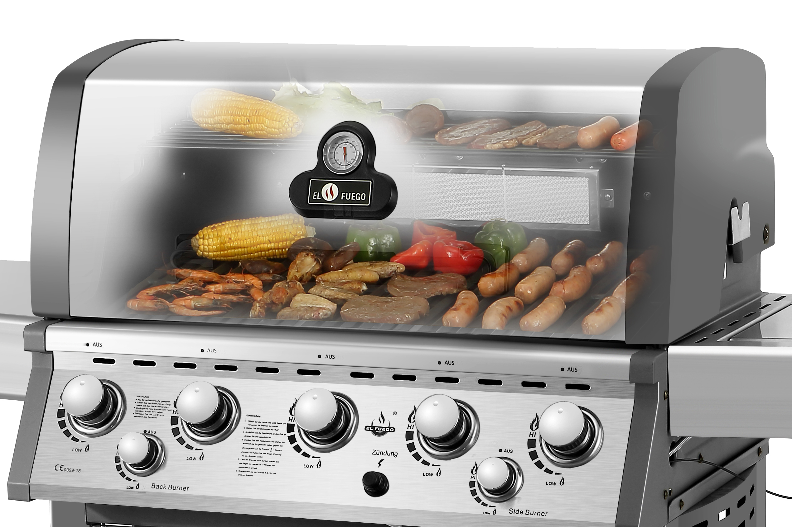 EL FUEGO AY 436 Bellevue Gasgrill, Silber/Grau (24500 Watt)