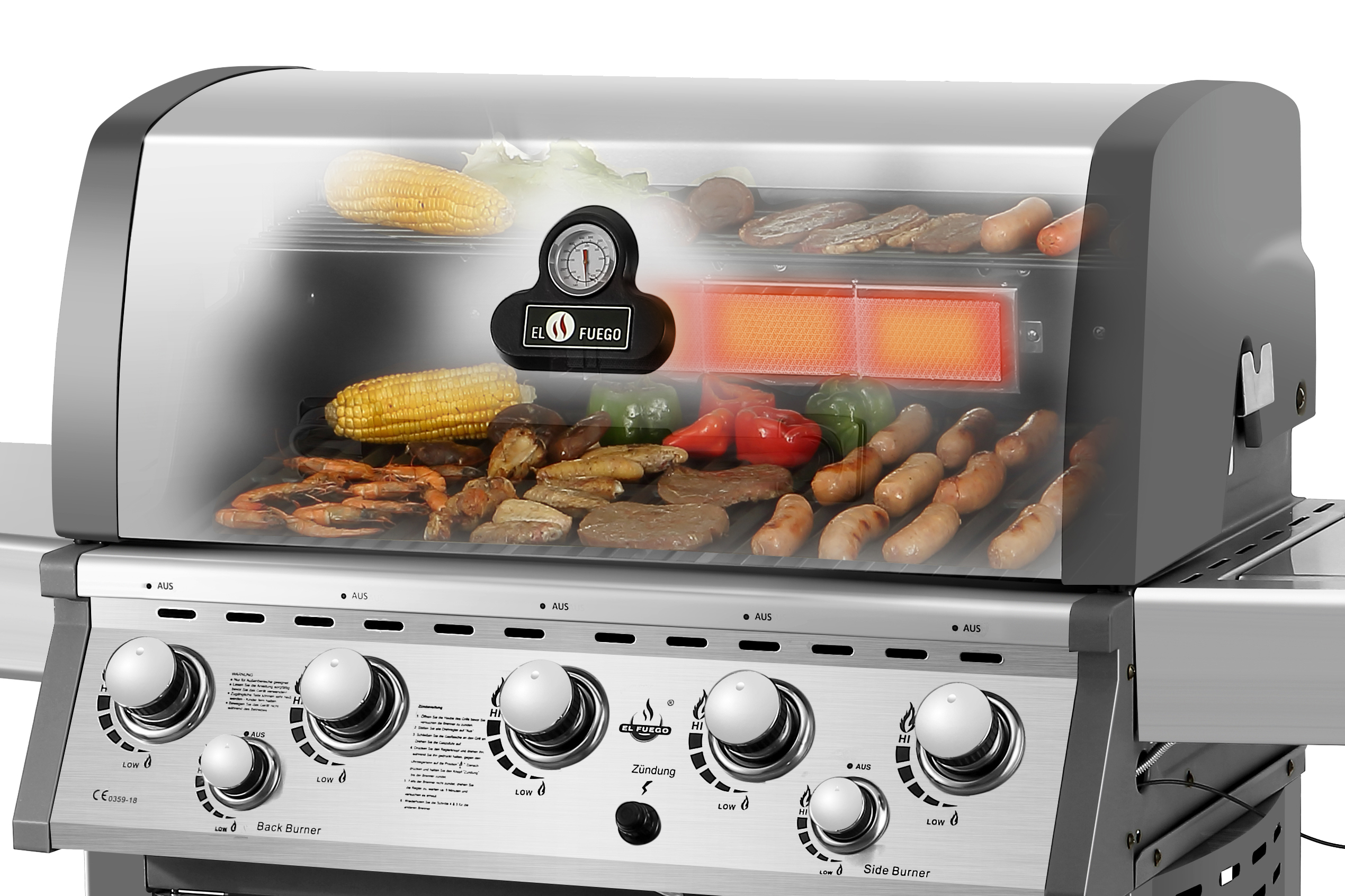 EL FUEGO AY 436 Bellevue Gasgrill, Silber/Grau (24500 Watt)
