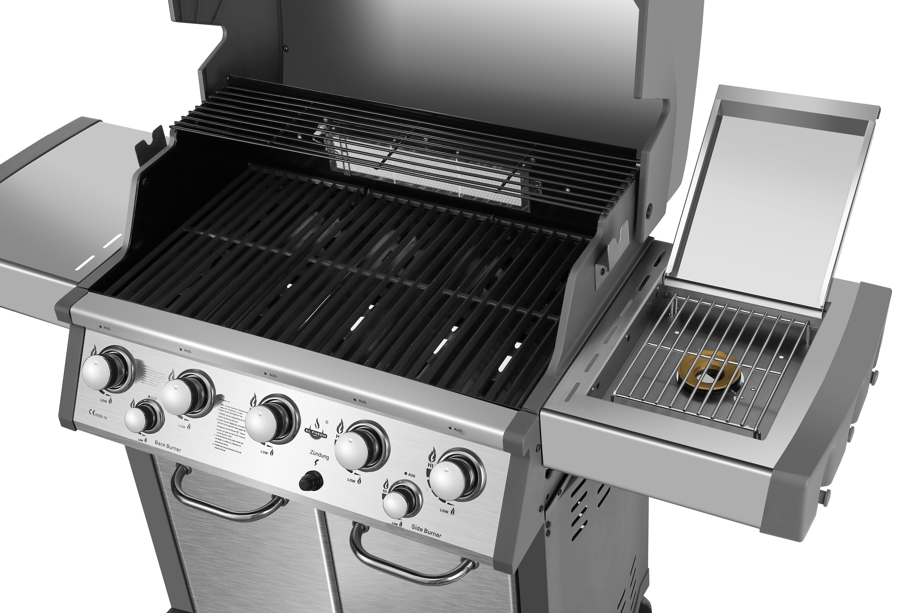 EL FUEGO AY 436 Bellevue Gasgrill, Silber/Grau (24500 Watt)