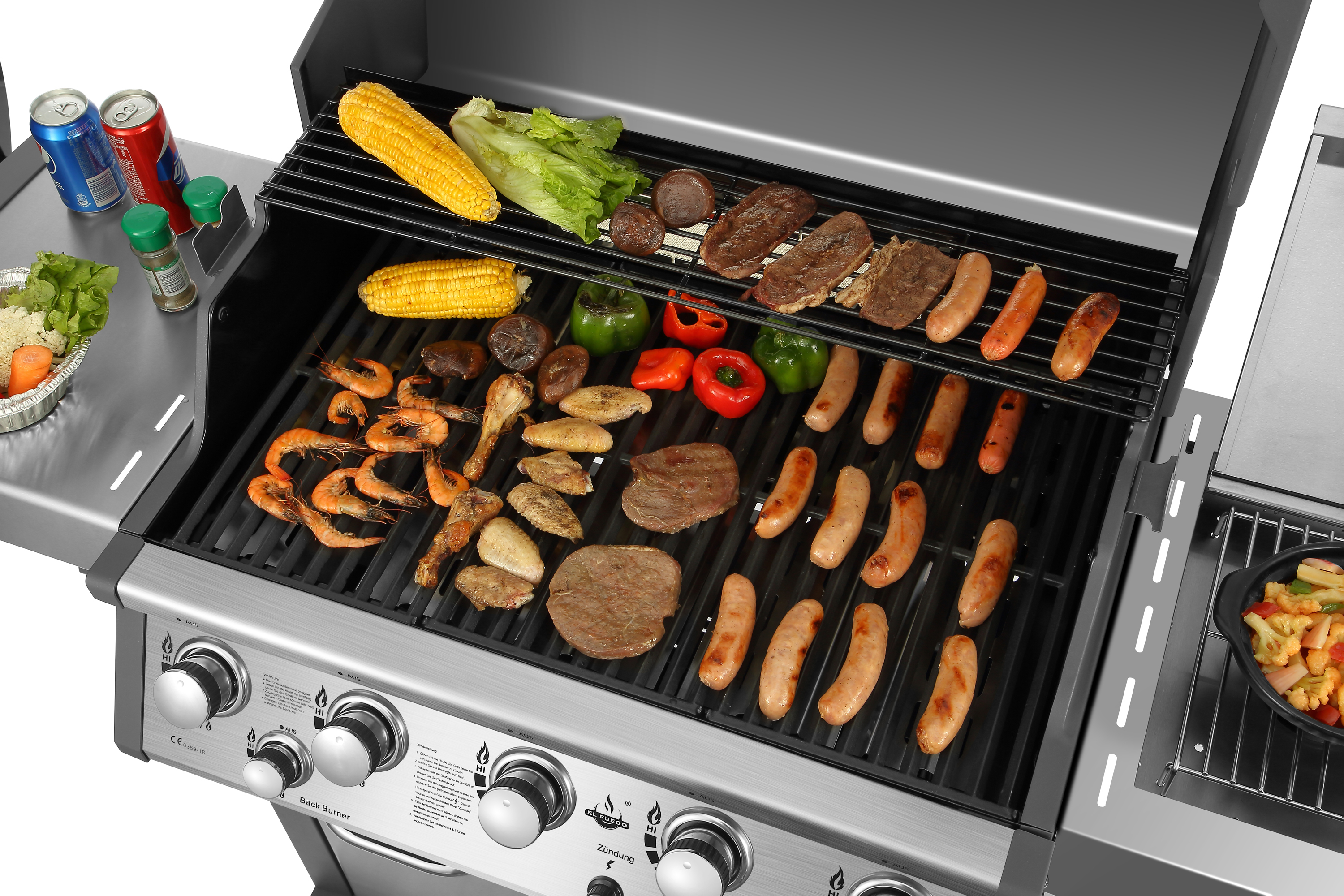 EL FUEGO AY 436 Bellevue Gasgrill, Silber/Grau (24500 Watt)
