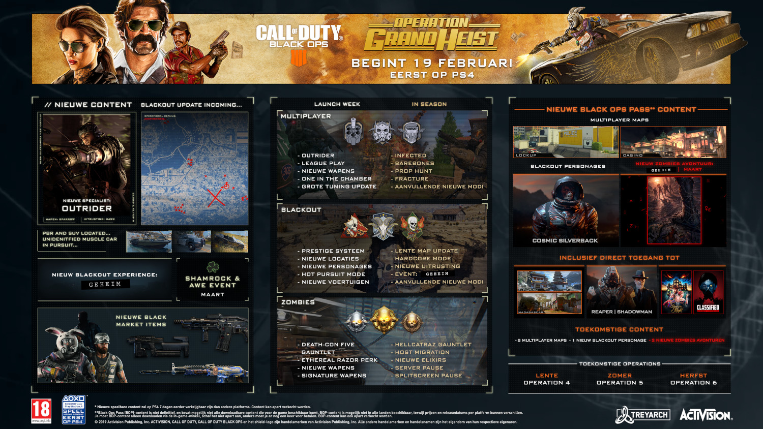 Een promotieafbeelding voor Call of Duty: Black Ops, met speld details en personages.