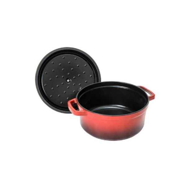 Olla - Cecotec Cocotte Escarlata, 24 cm, Hierro colado, Autohumidificación